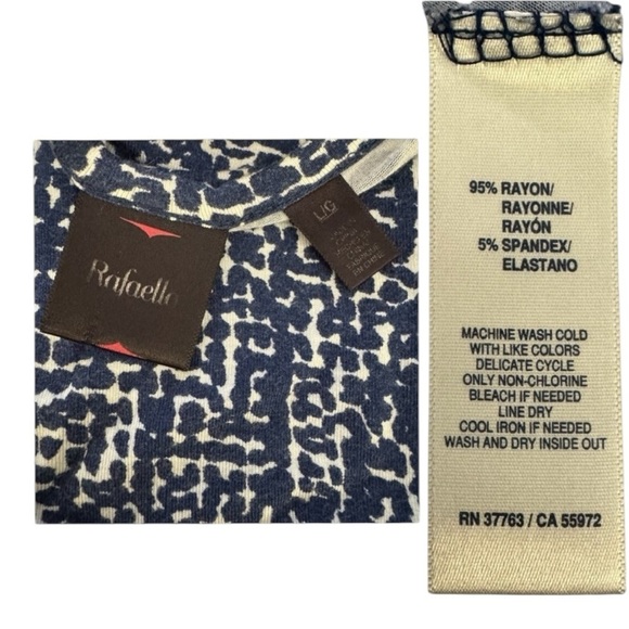 Rafaela Women’s Lg Blue/White Print Shirt 3/4 Slv Tunic W/ Cutout And Metal - Picture 5 of 5